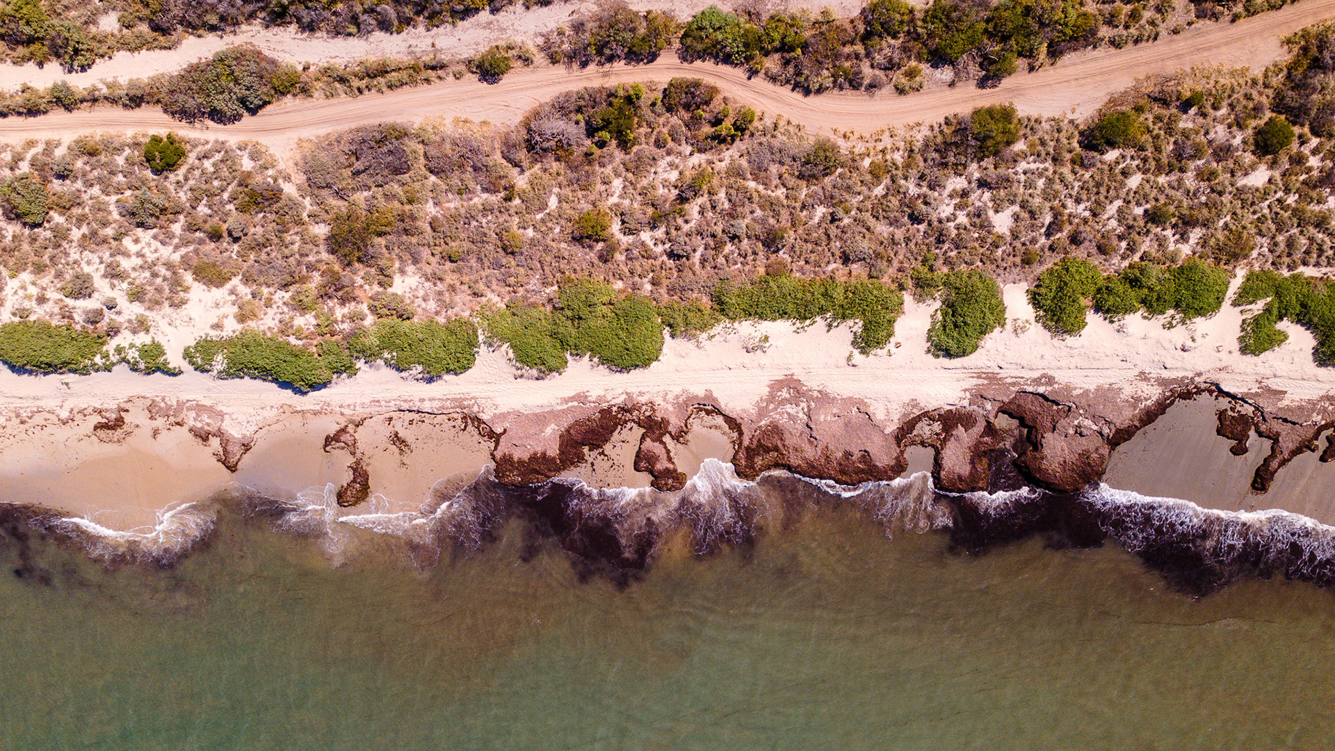 Experience the tranquil beauty of a remote beach, where waves gently meet the shoreline, surrounded by lush vegetation and rocks.