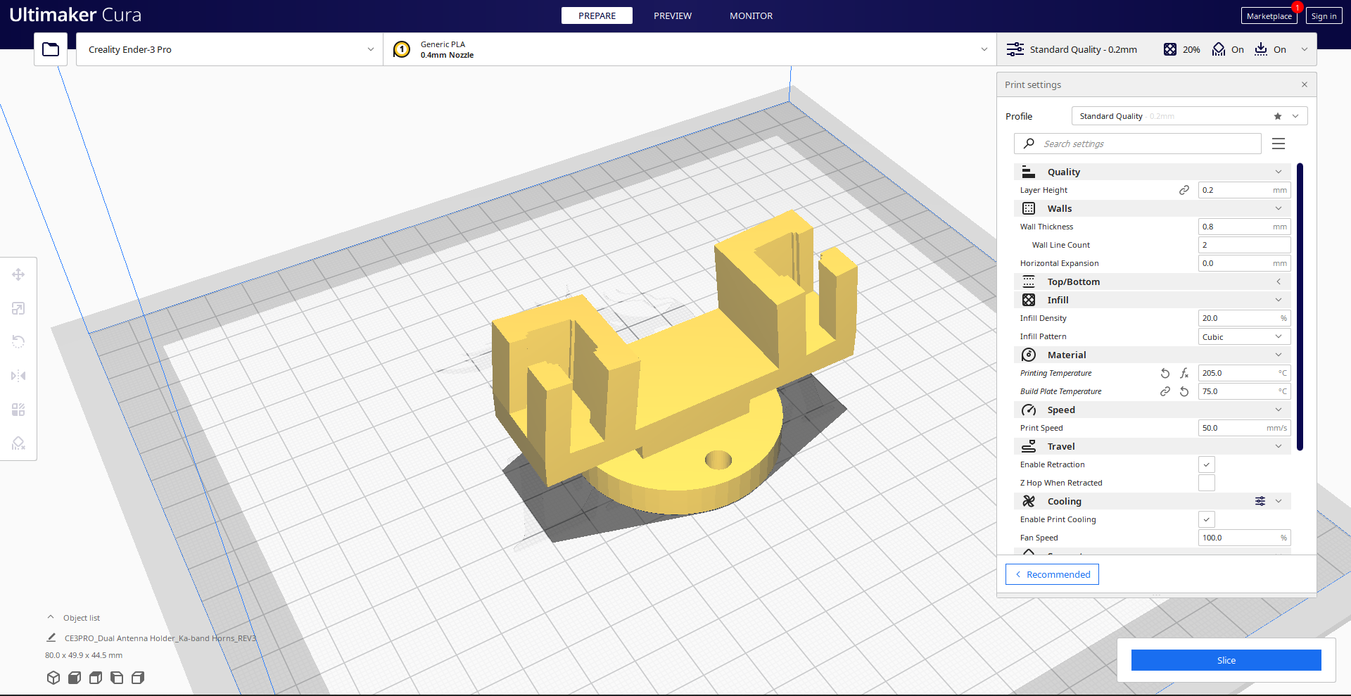 Cura STL Generation for 3D Printing
