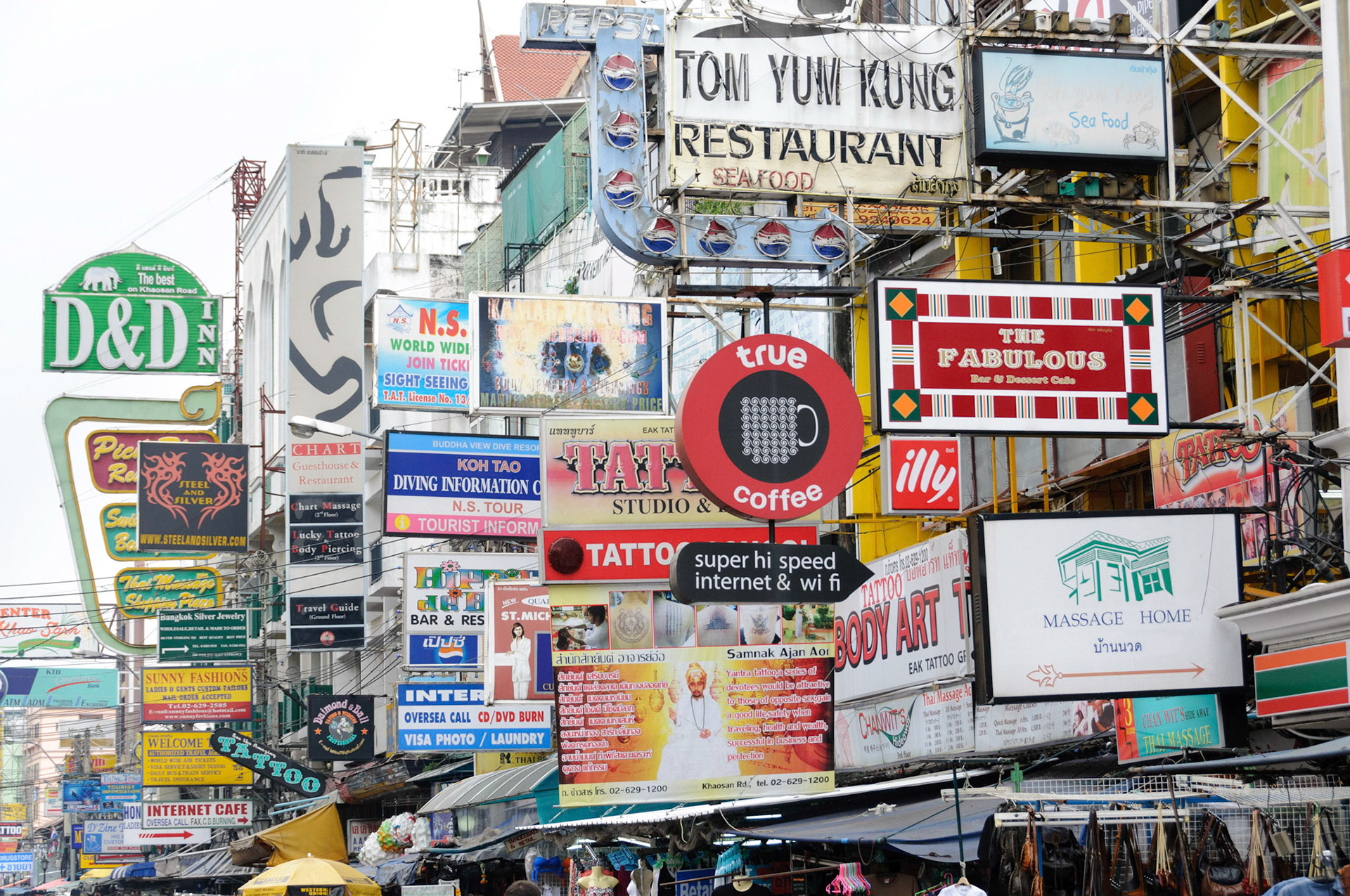 Backpacker central: Th Khao San in Banglamphu, Bangkok