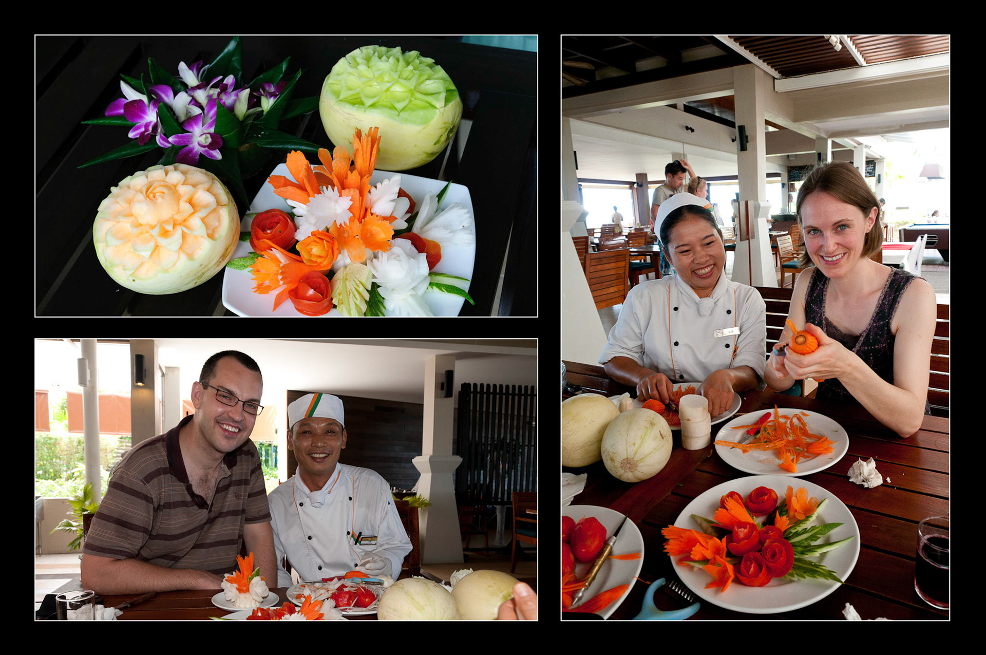 Fruit and veg carving lesson at La Flora