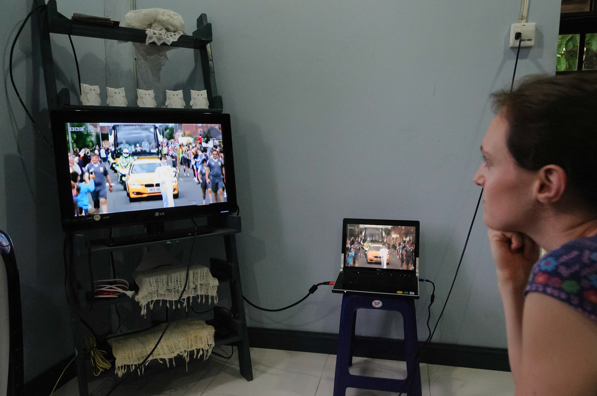 Watching the Olympic torch pass through Larbert