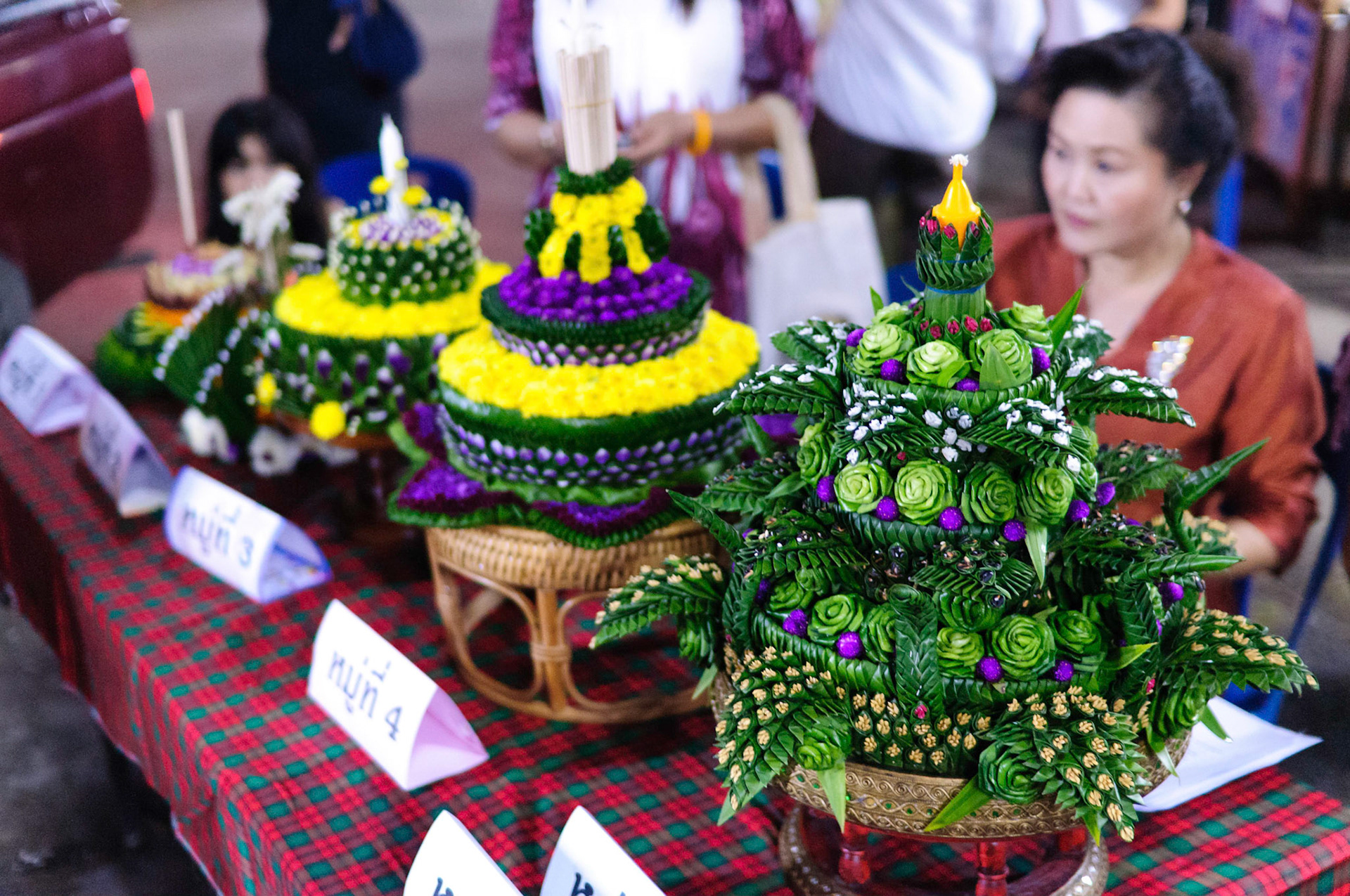 Prize winning krathongs at village celebrations during the Loy Krathong fesitval