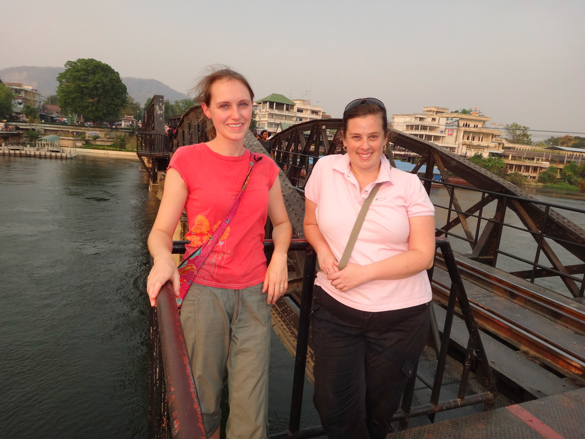Jen and Monica on the Bridge Over the River Kwai