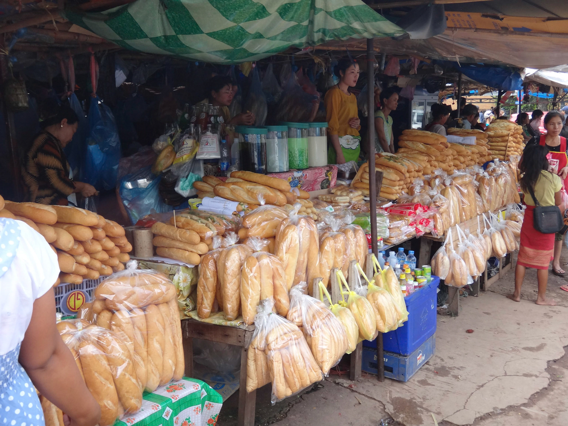 A baguette stall in Vienitane, Laos