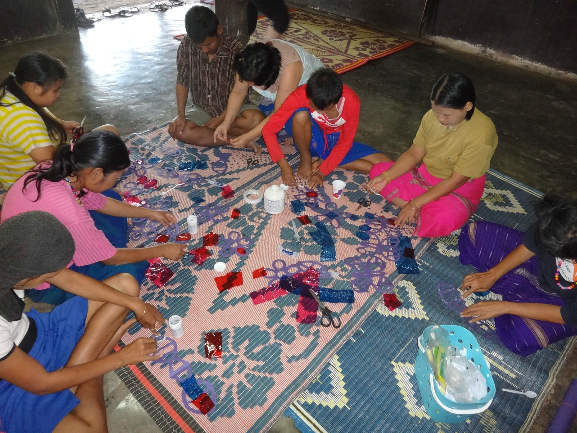 Jen's craft activities with some of the Safe House residents