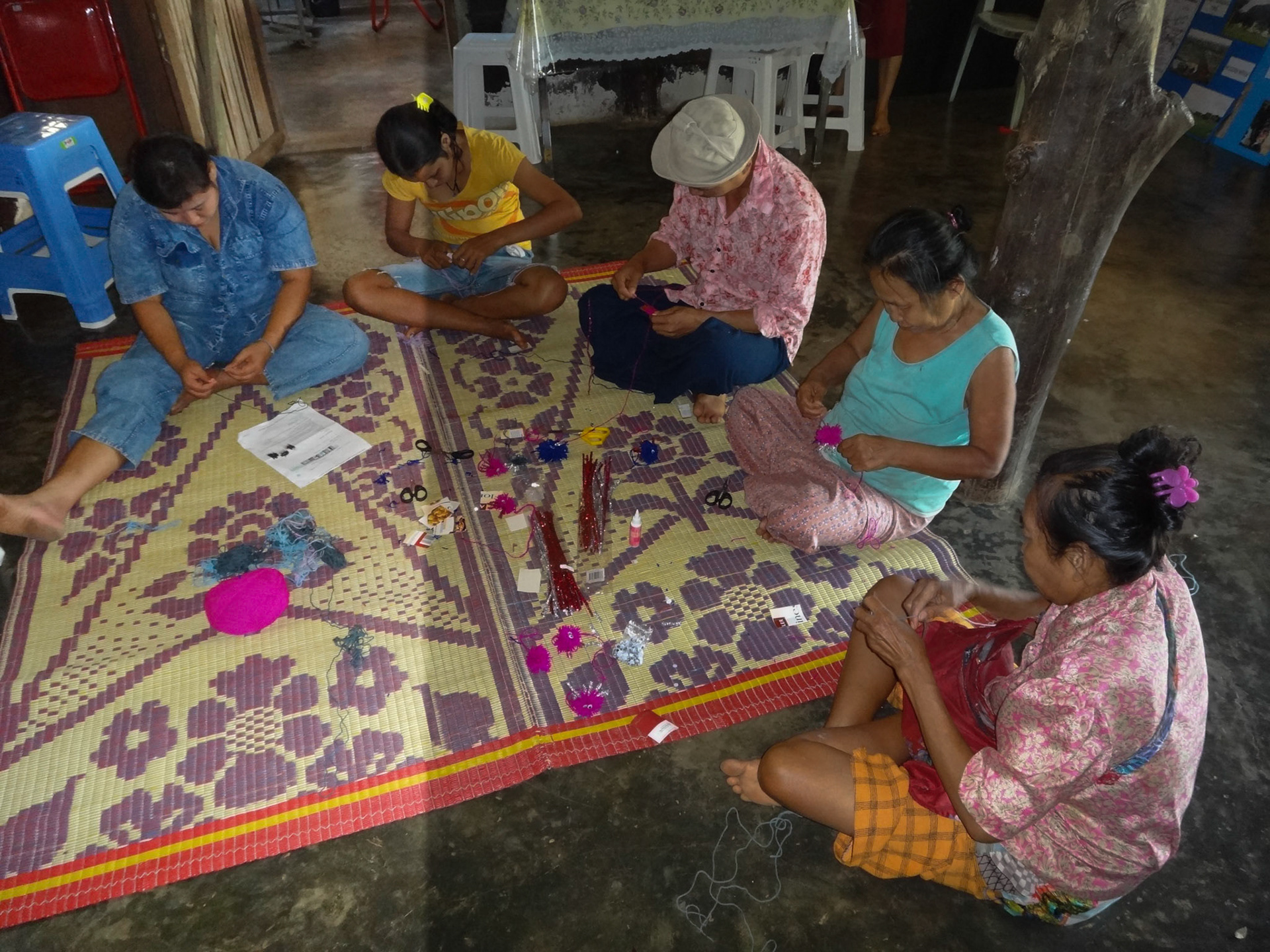 Jen's craft activities with some of the Safe House residents