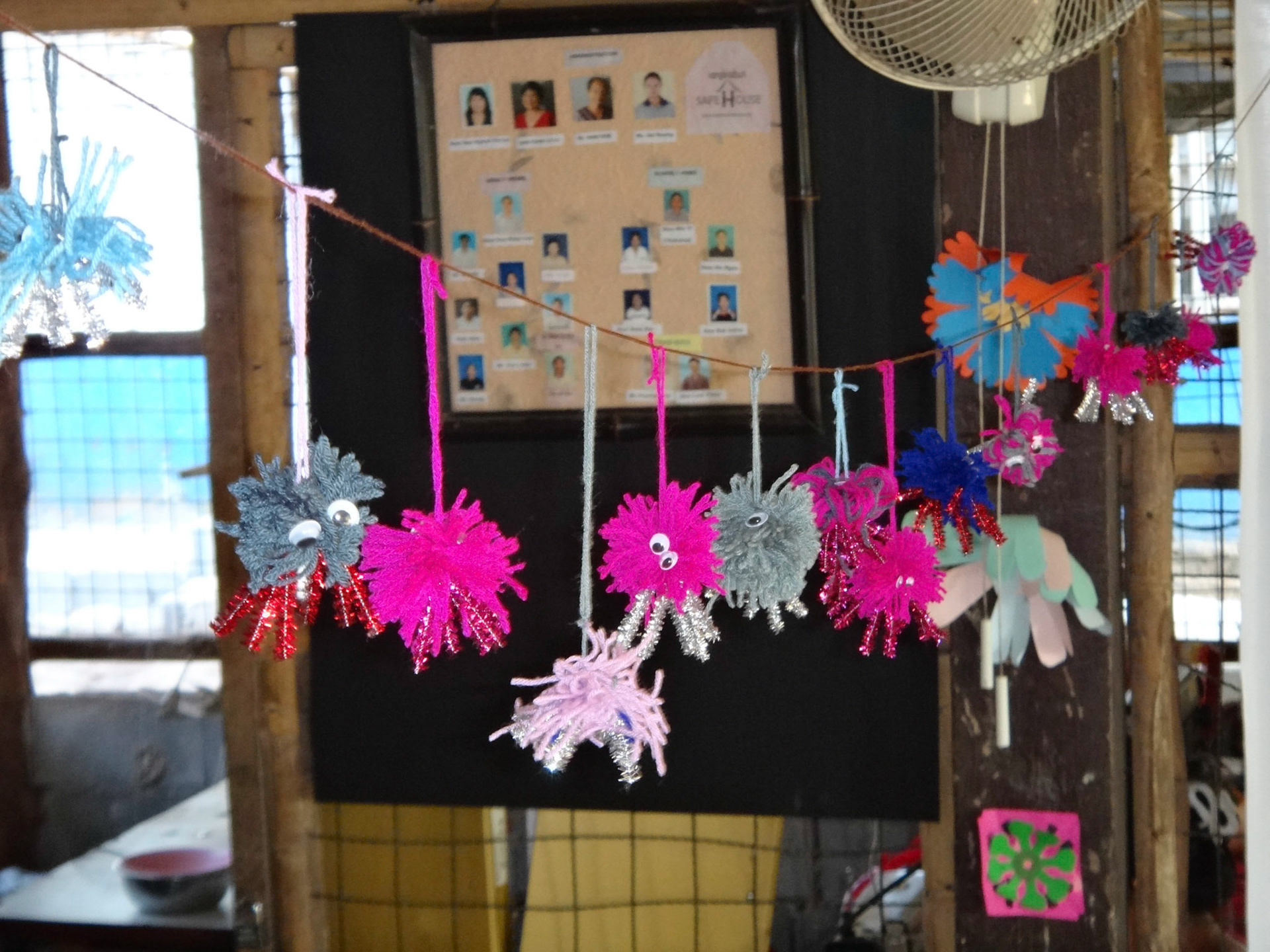 Jen's craft activities with some of the Safe House residents