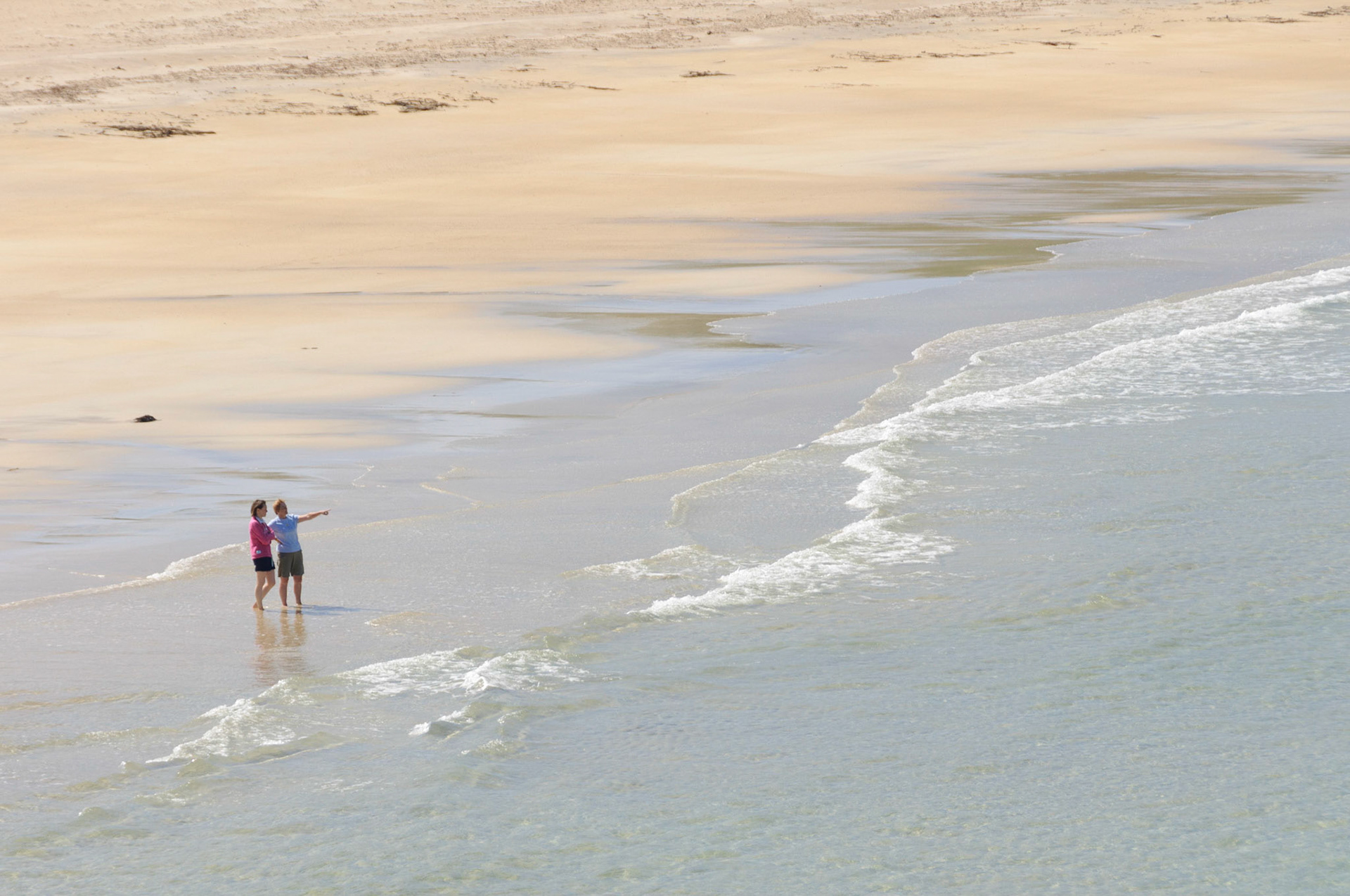 Jen and Catherine on the beach at Feall Bay.