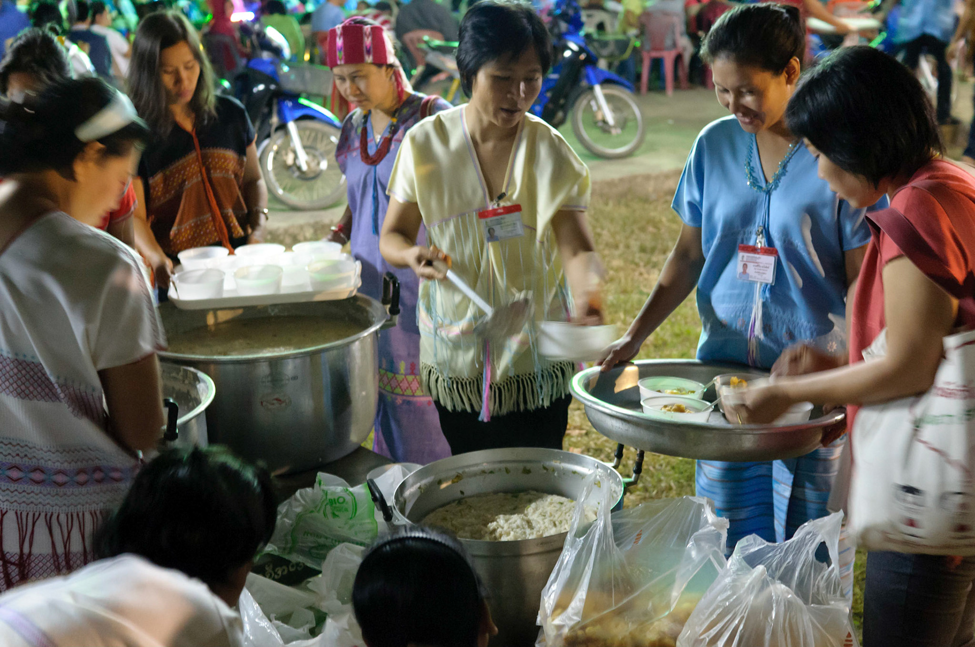 KRCH staff perpare to hand out food to the guests