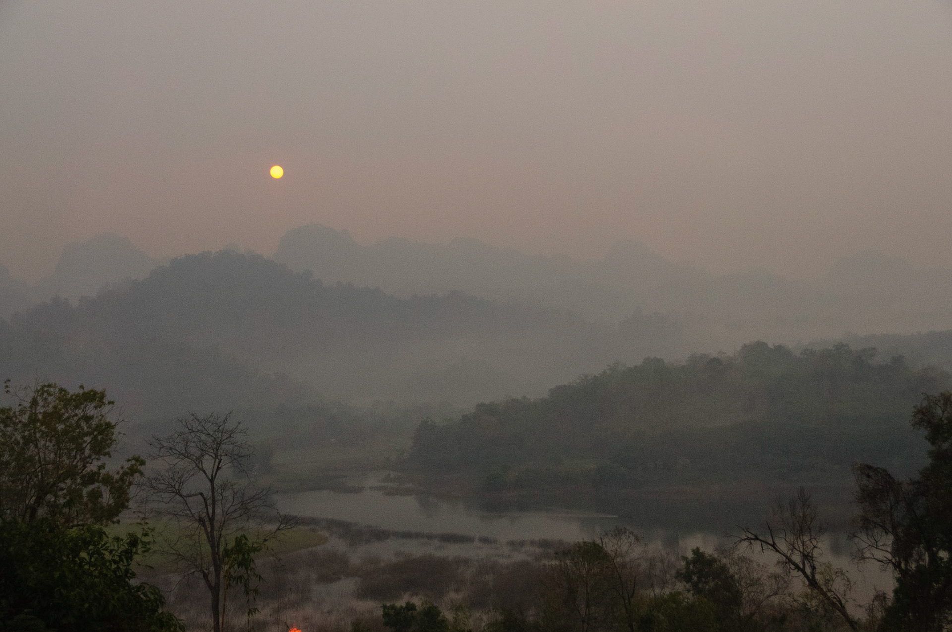 Sunrise over Khao Laem Reservoir