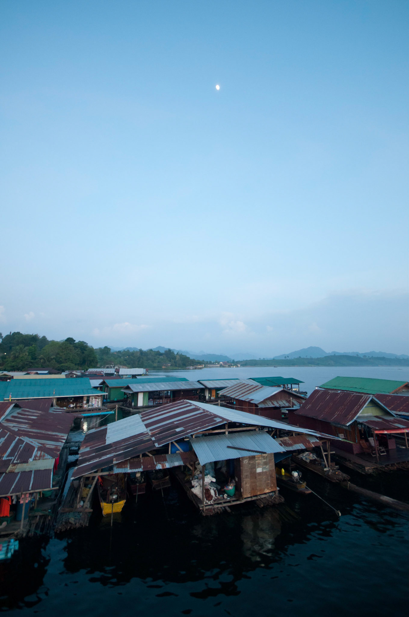 Houses on the Khao Laem Reservoir, Sangklaburi