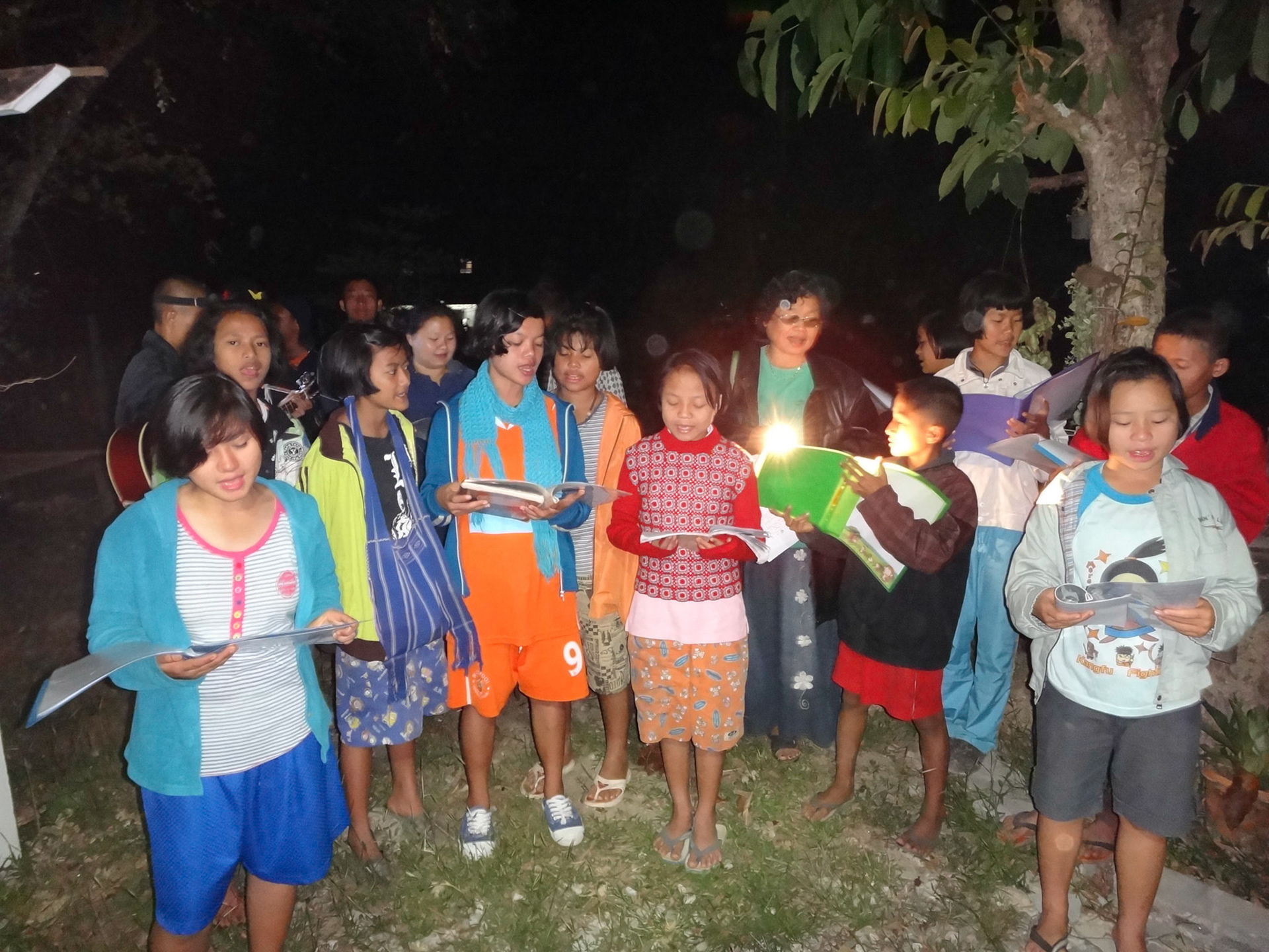 Carol singers outside our house