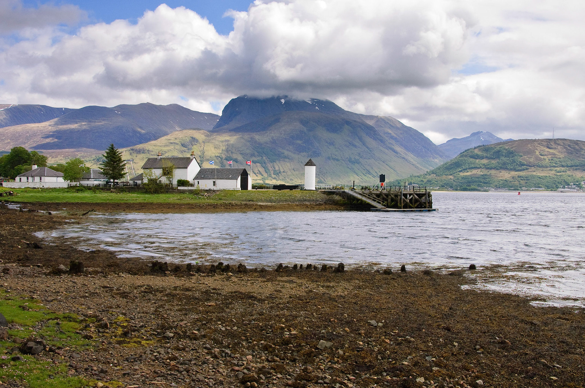 Corpach, near Fort William, with Ben Nevis behind.