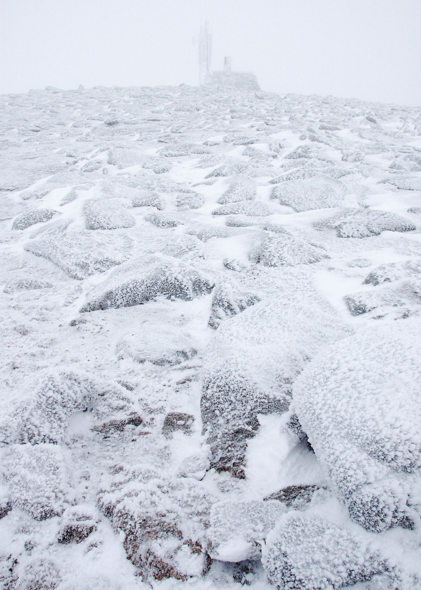 I walked to the top of Cairn Gorm - at 1244m my first Munro.  Not particularly pleasant conditions at the summit!