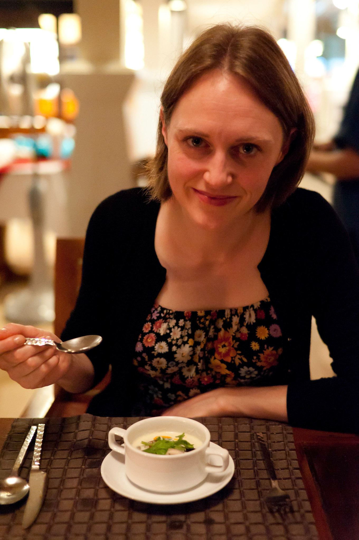 Jen enjoying Tom Ka Gai soup.