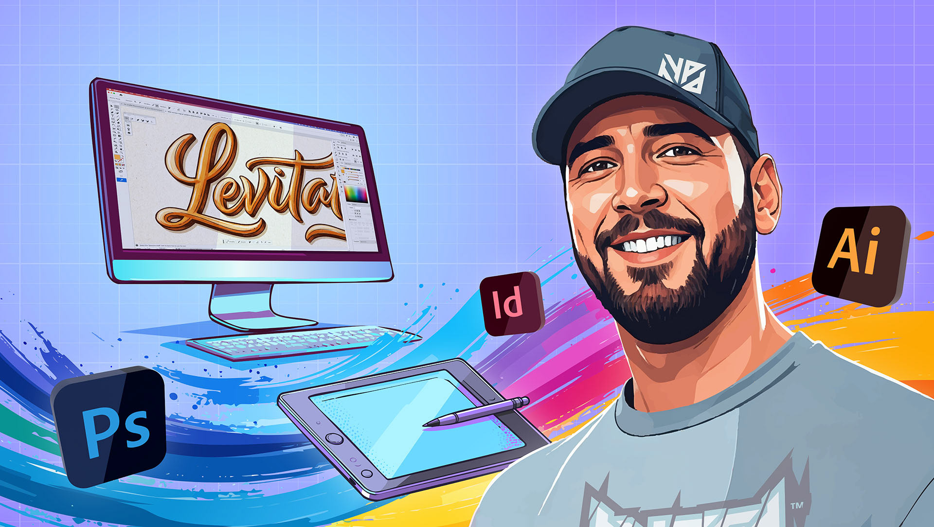 Profile illustration of freelance graphic designer Mark Leatherland who is based in Nottinghamshire