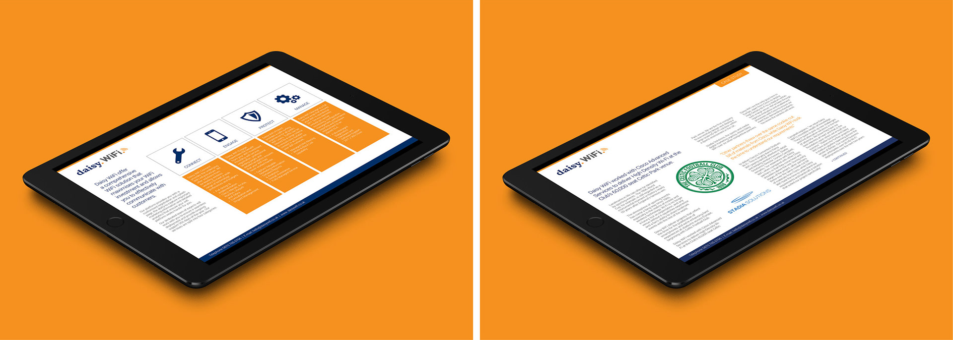 Images of Daisy WiFi PDF case study page designs