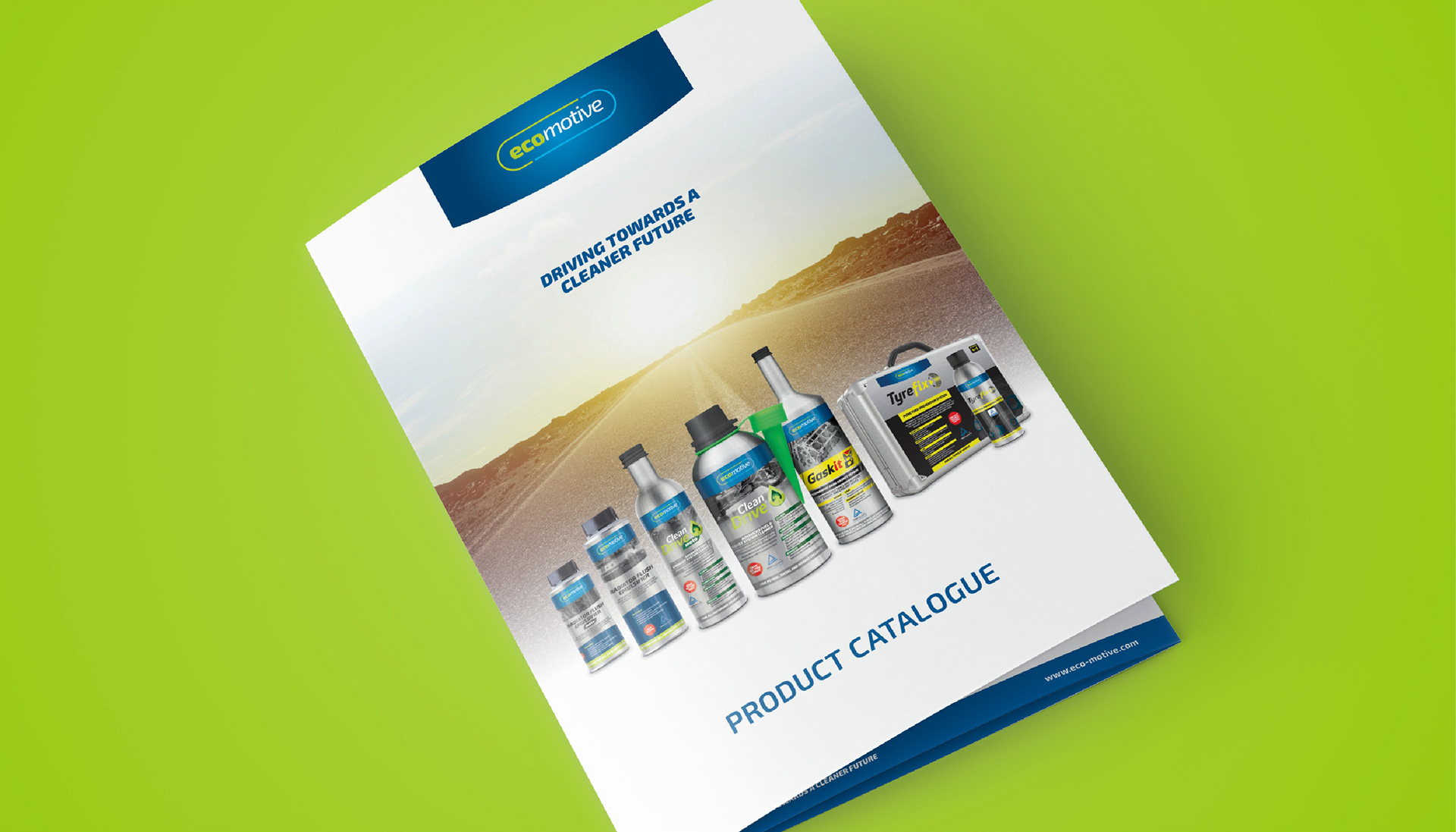 Image of eco-motive product catalogue design front cover