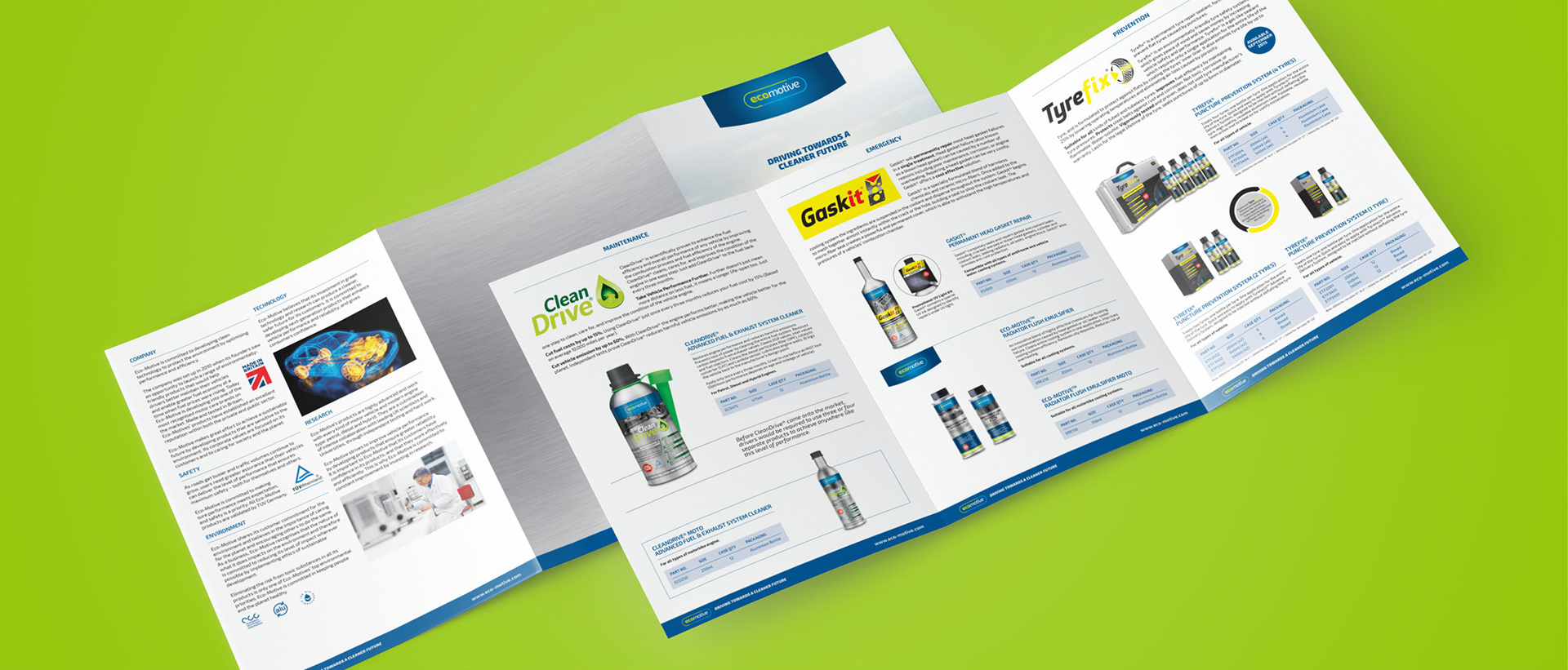 Image showing page spread designs of eco-motive product catalogue