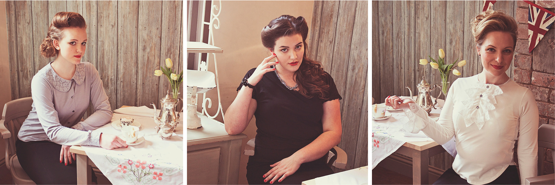 Brand images for Real Grace ethical fashion, images show diverse body size models wearing clothing