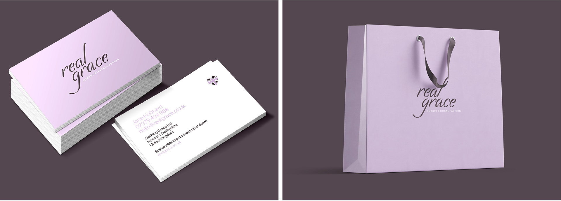 Image showing Real Grace business card design and shopping bag design