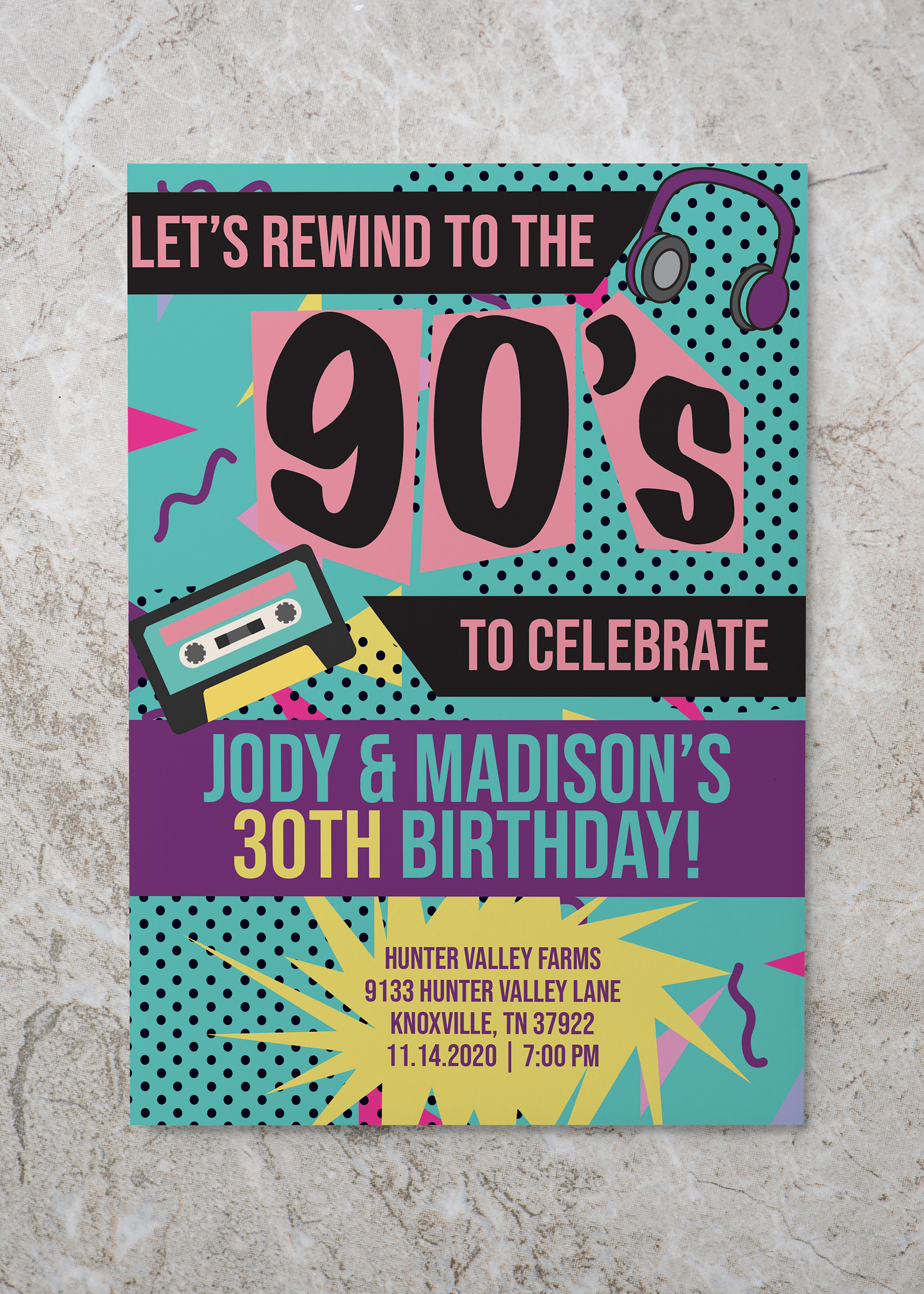 90's Theme Birthday Invitation