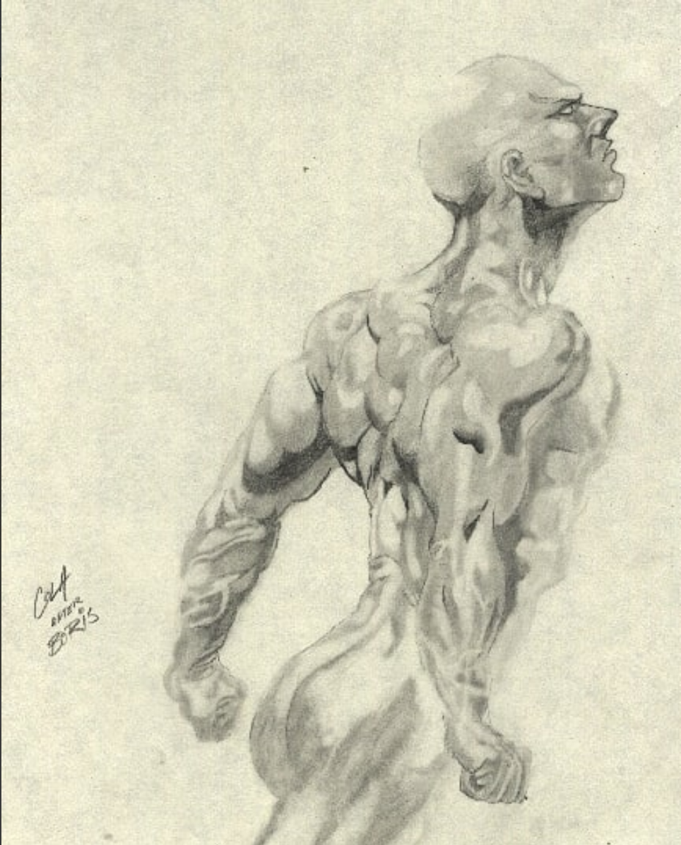 Pencil Sketch of the Human Torch from the Marvel Masterpiece series card set