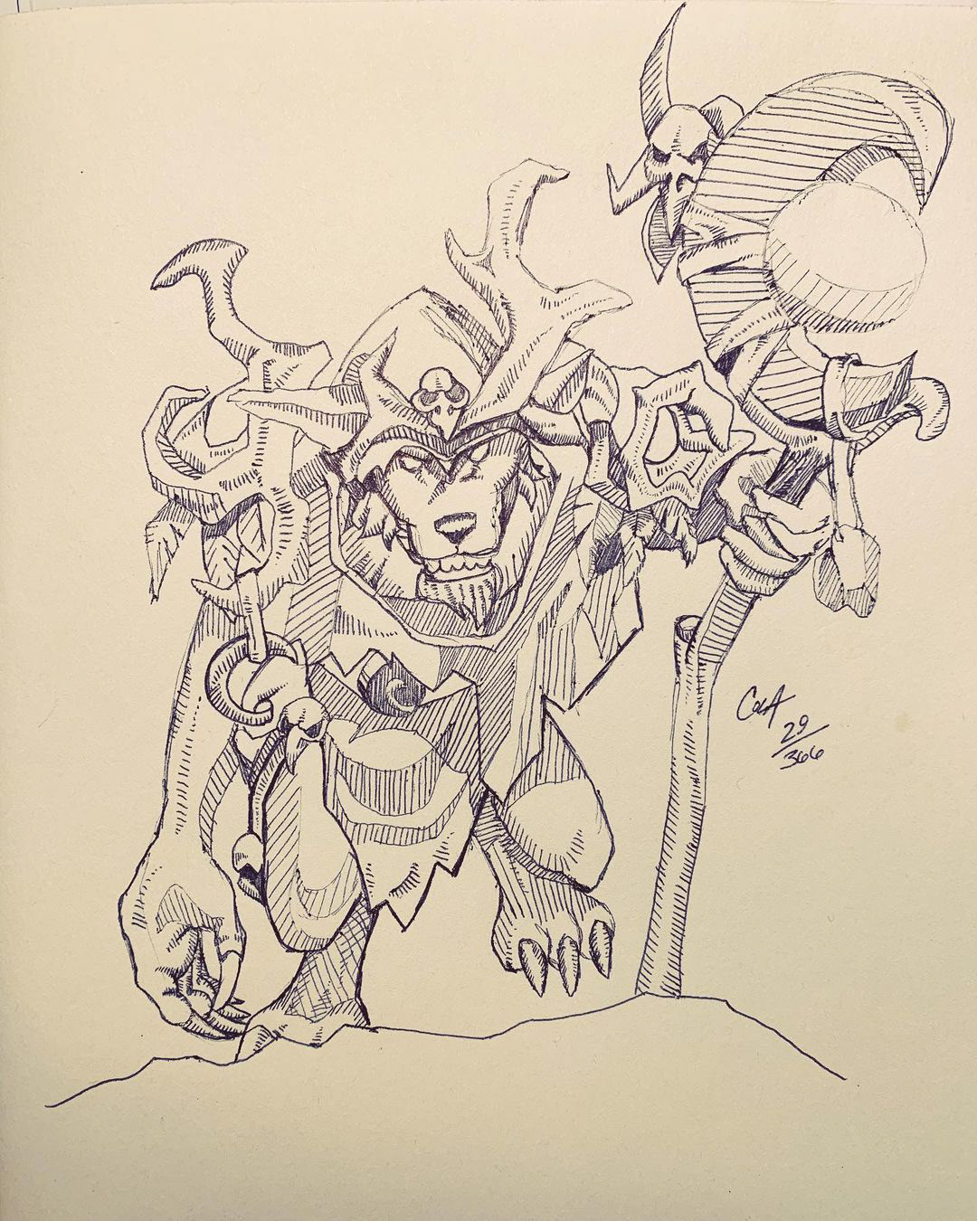 Pen Sketch of Baghera from Minion Masters