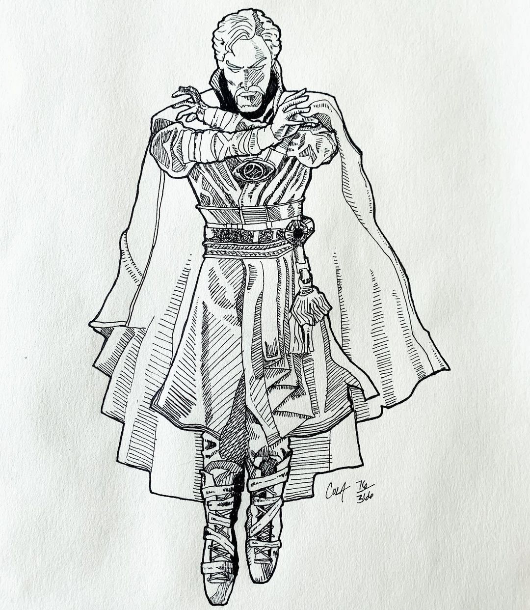 Pen sketch of Dr. Strange from the MCU