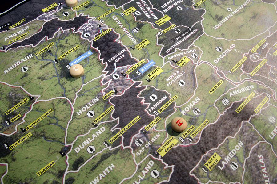 Redrawn and colour altered map with more labels for the "Middle Earth CCG" (Iron Crown Enterprises)