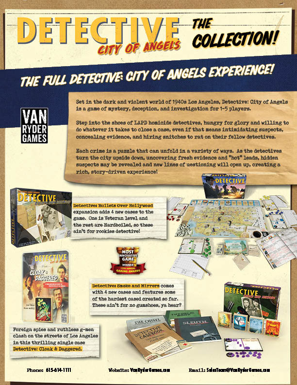Sell sheets for Van Ryder Games.