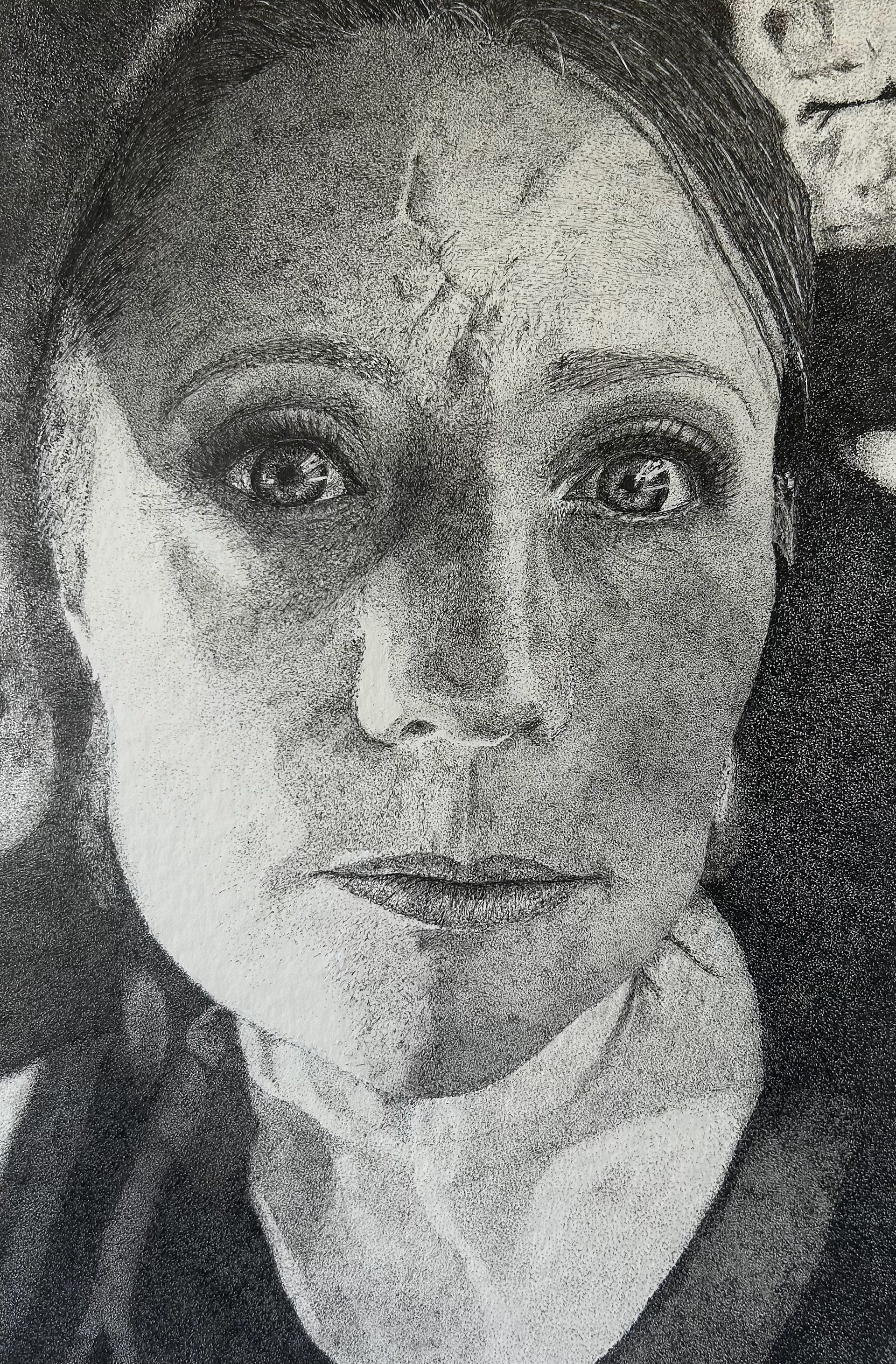 Self-Portrait With Scar (Slip, Slop, Slap!) [2026] | Ink Pen on Paper | 38 x 50cm, Framed