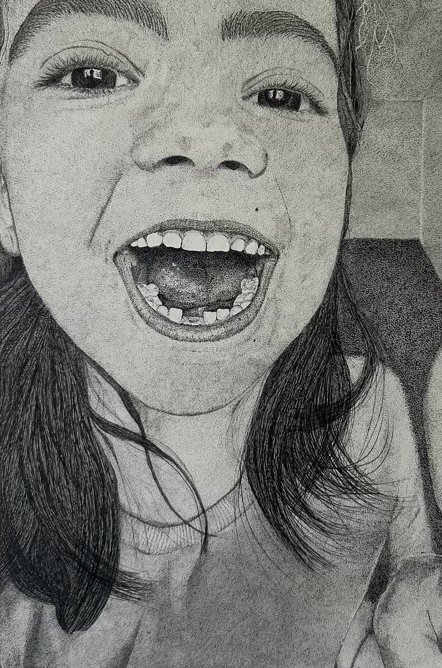 First Tooth [2025] | Ink Pen on Paper | 36.5 x 48cm, Framed
