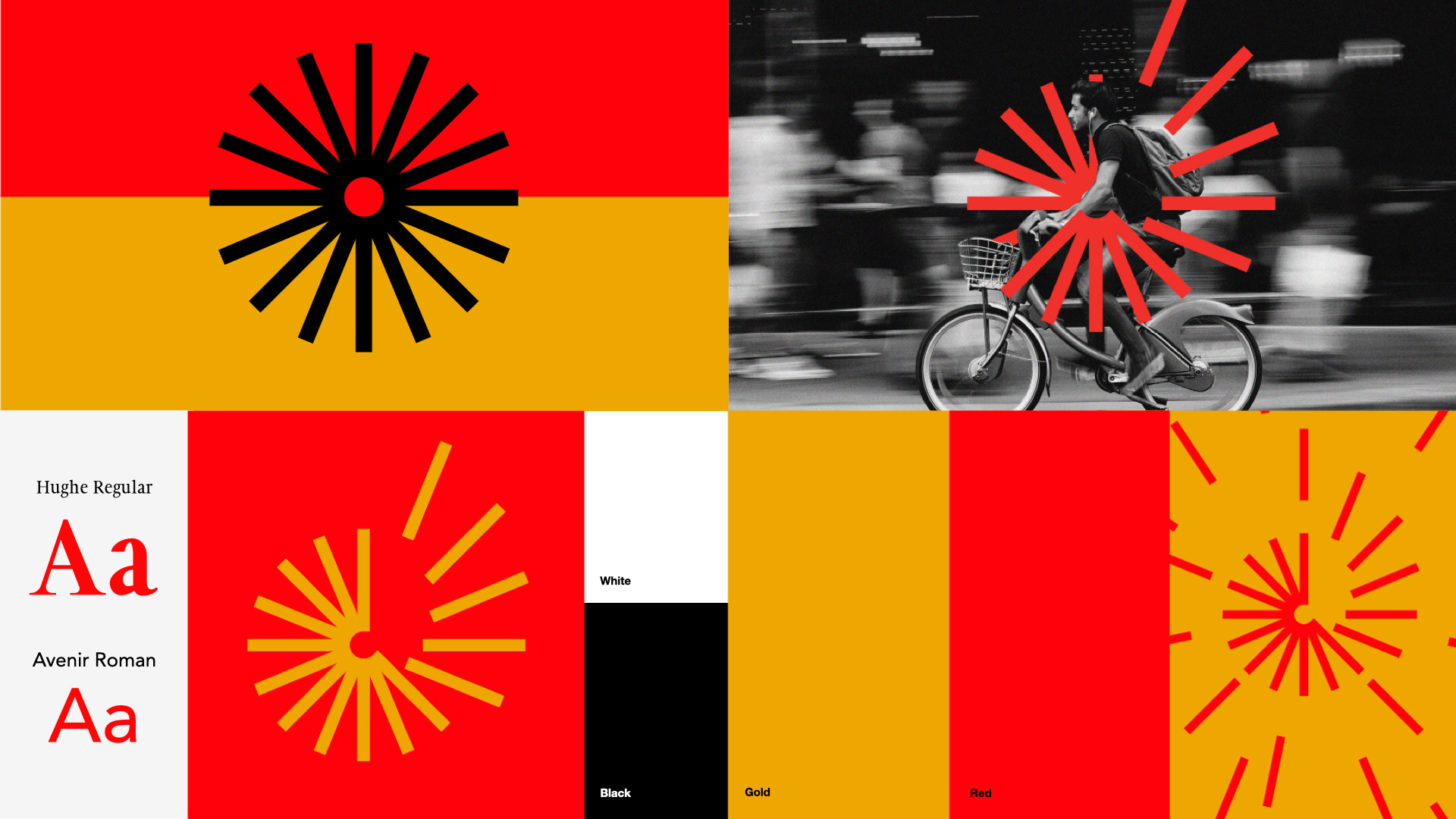 Left to right and top to bottom: The Flag, Image Style, Font Choice, Color Palette, Pattern