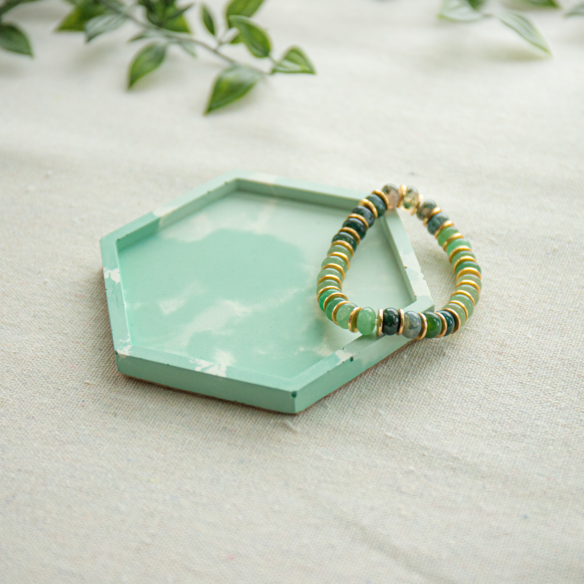 Set Mer des Caraïbes: Coupelle hexagonale 10cm X 11.5cm: Dessous de tasse, vide-poche ou présentoir à bijoux