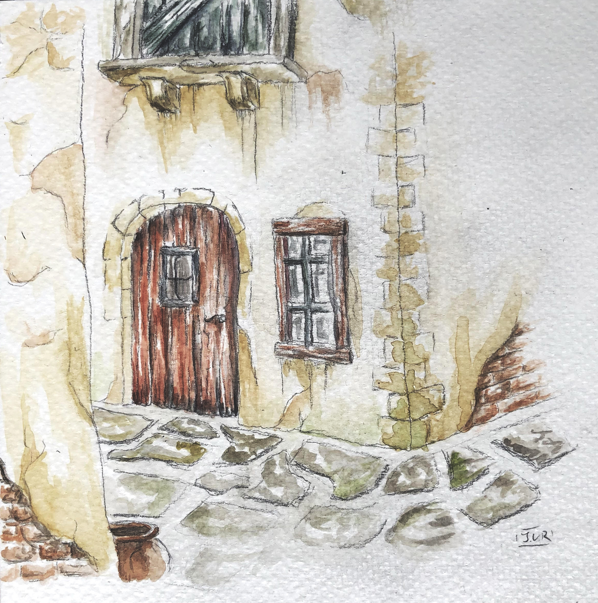Own scene sketch with watercolor