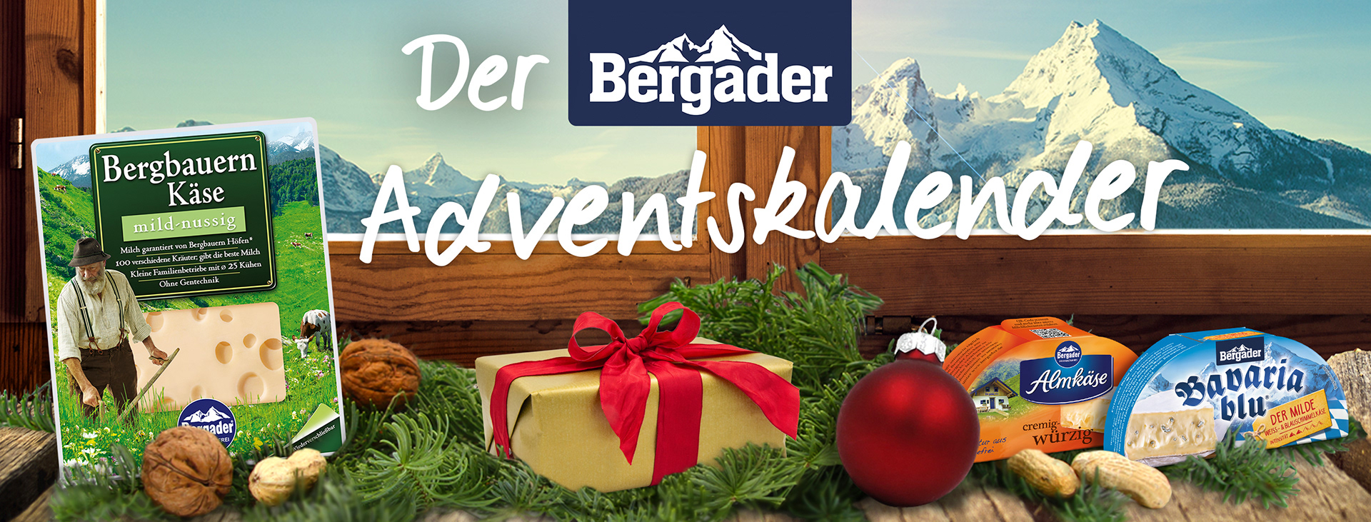 facebook header: advent calender - win a cheese basket every day.