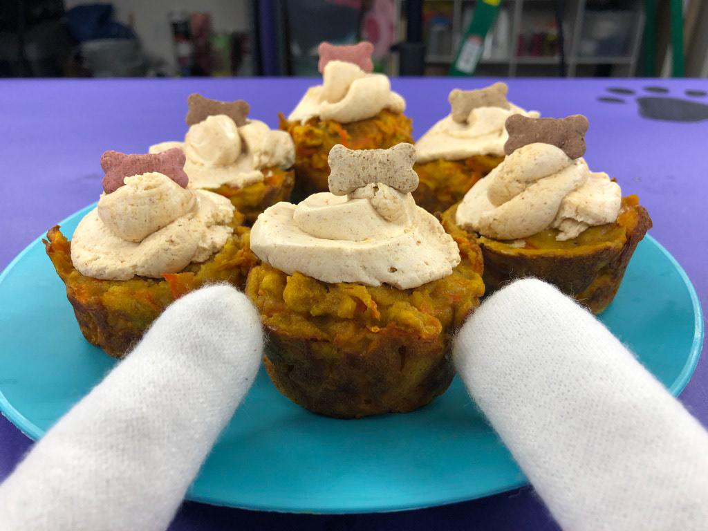 GoldieBlox | Pupcakes: I created an original cupcake recipe for dogs and the small puppet arms pictured.