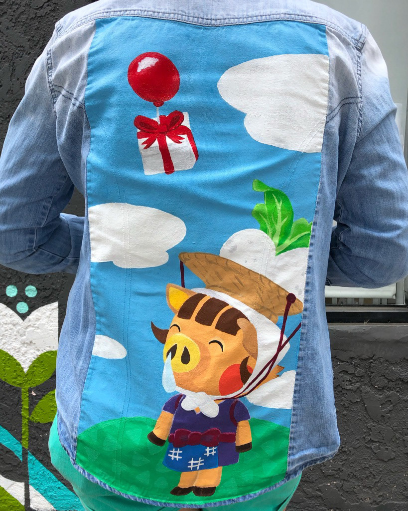 Private Commission | Daisy Mae's Turnips: Hand-painted denim jackets created for an Animal Crossing fan.
