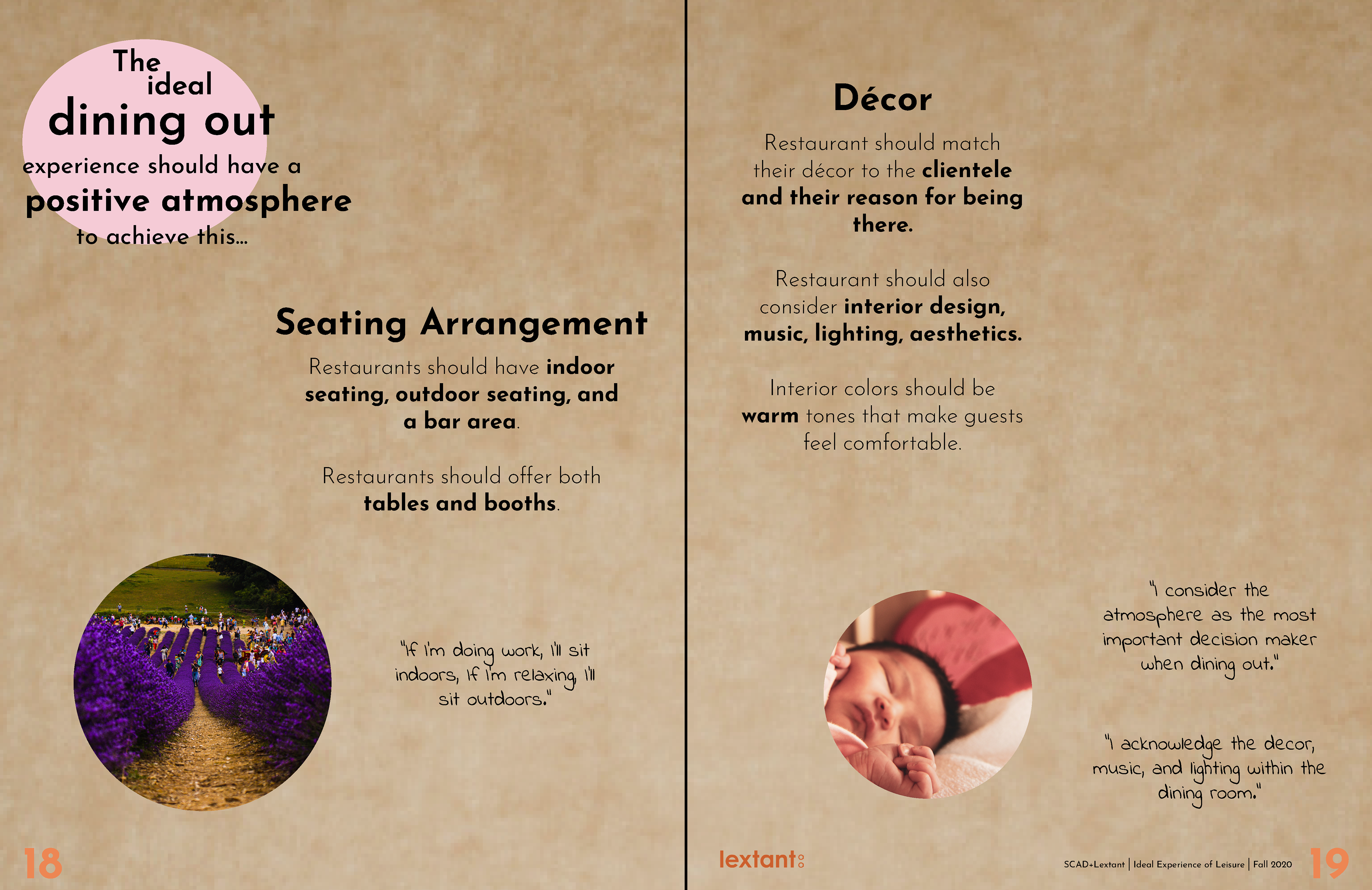 The Ideal Experience of Leisure: Dining Out - Seating Arrangement/Décor