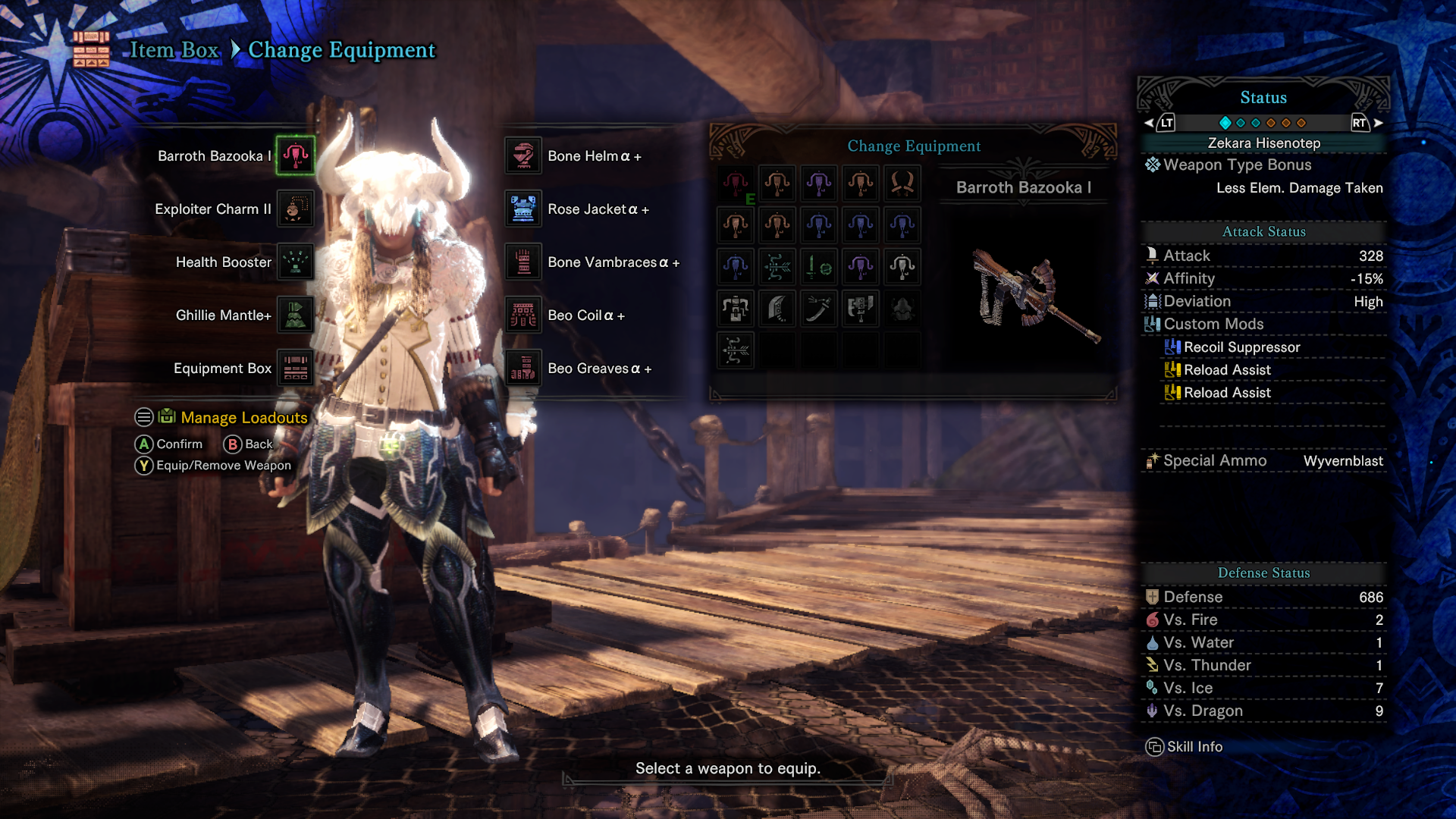 Monster Hunter: World - Change Primary Equipment + Status