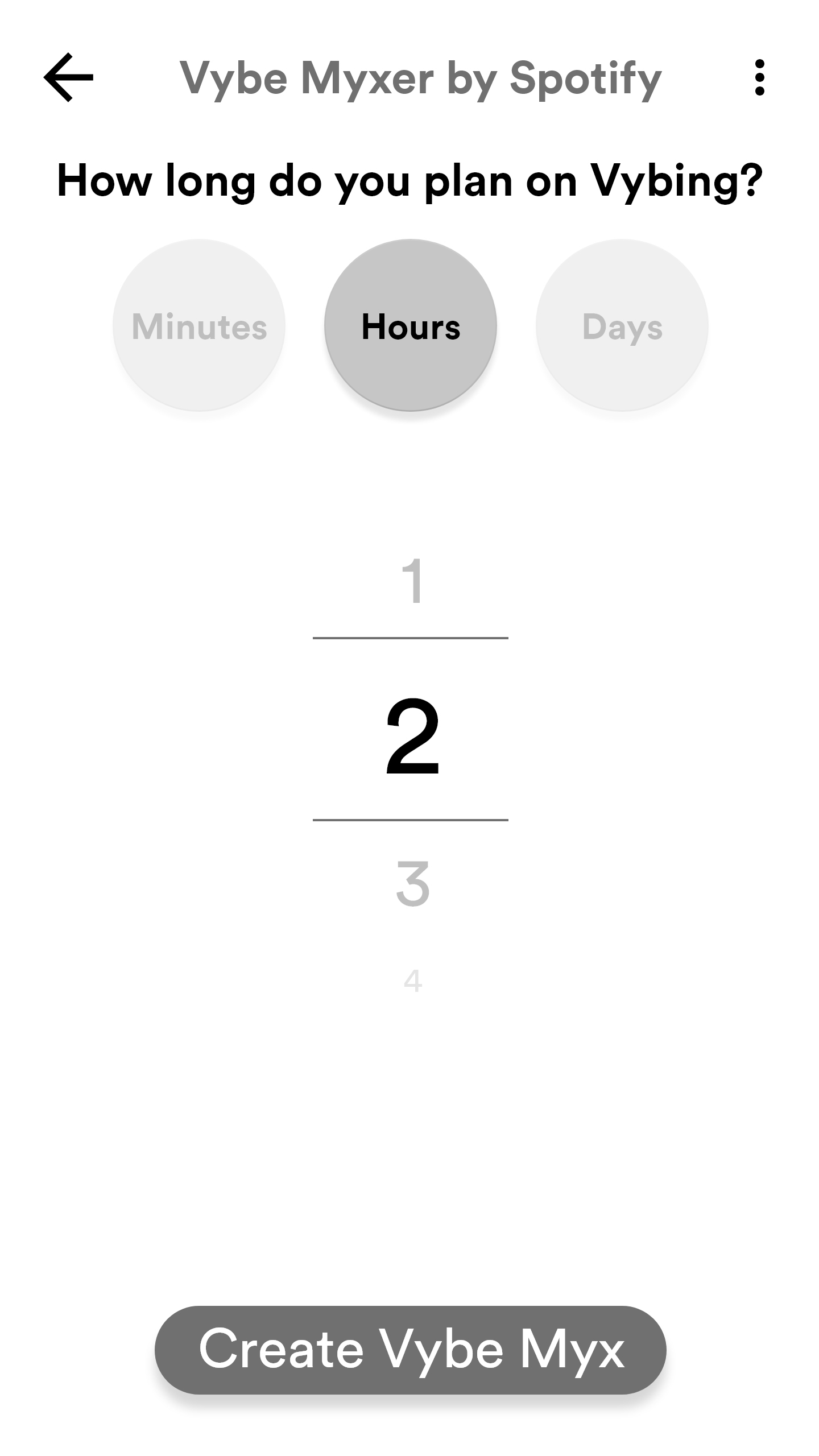 Preliminary Wireframe 3: Time Selection