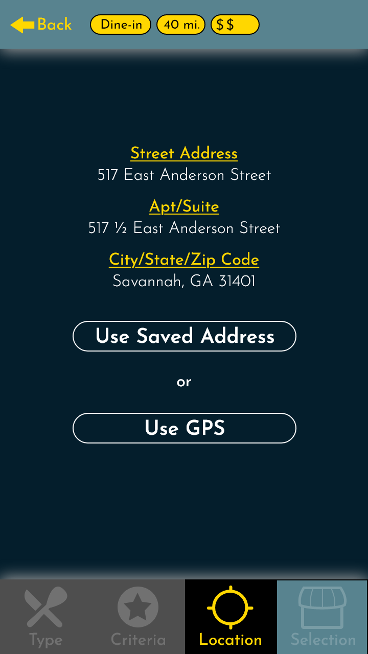 Final Say Location Screen