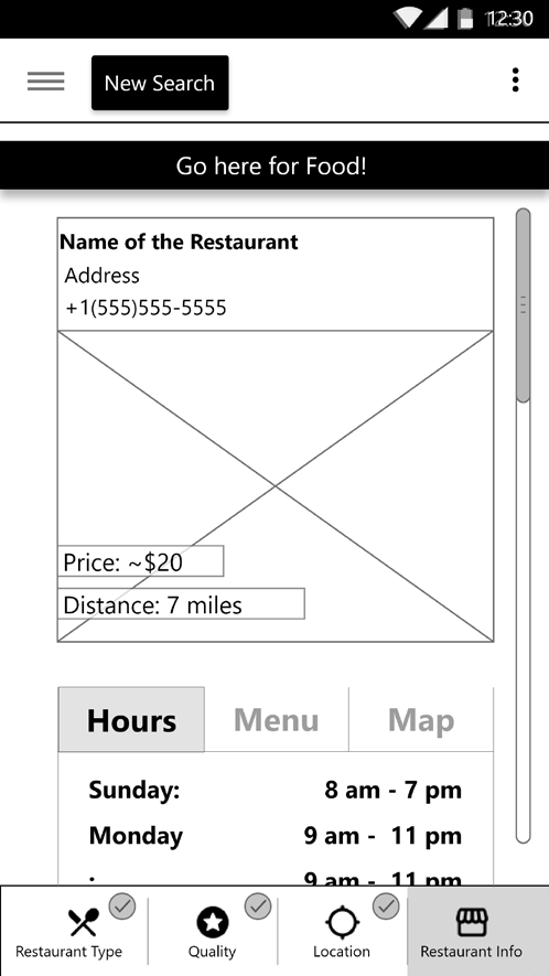 Wireframe: Final Say Selection