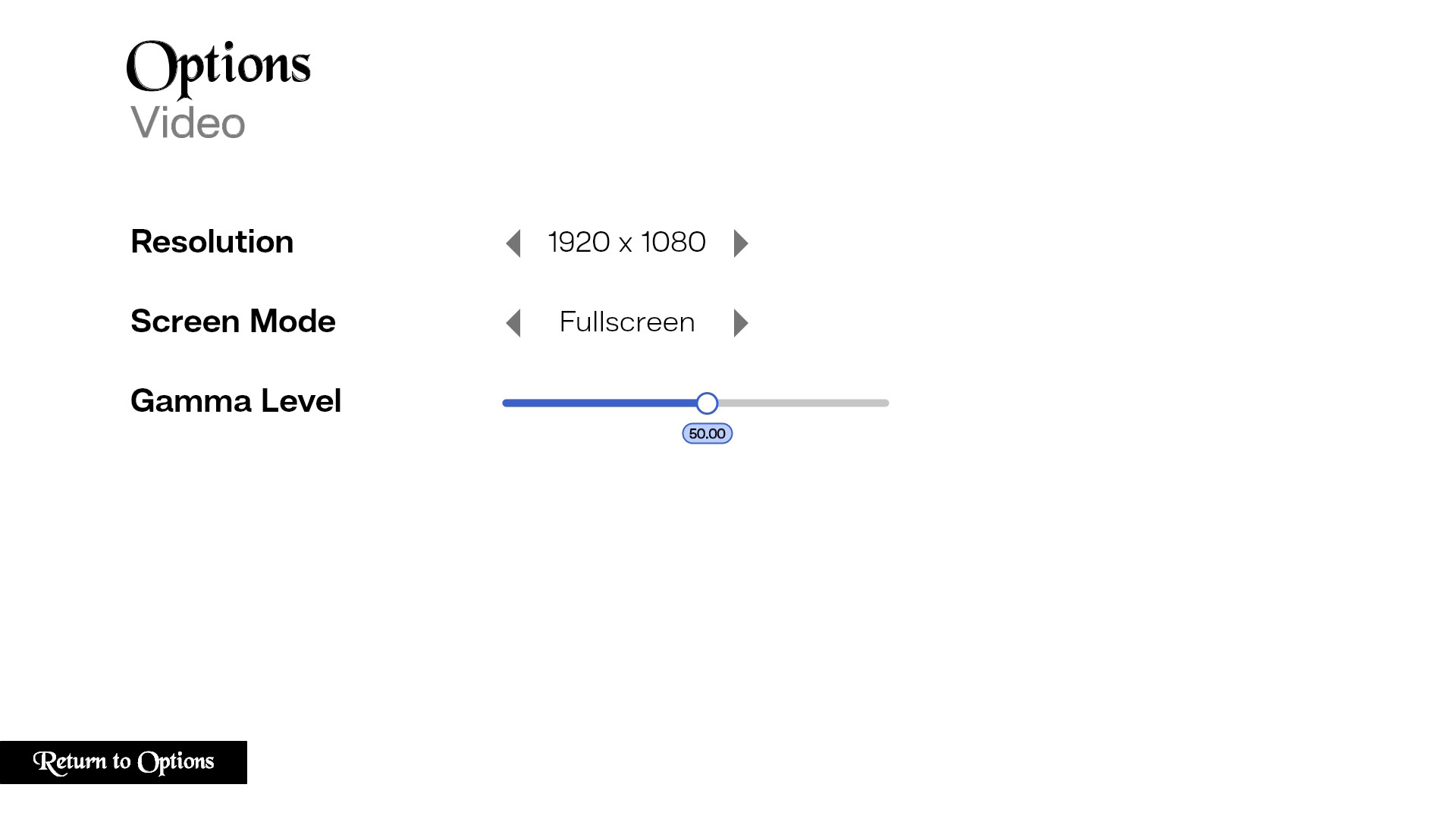 Buckshot Wireframe: Video Options