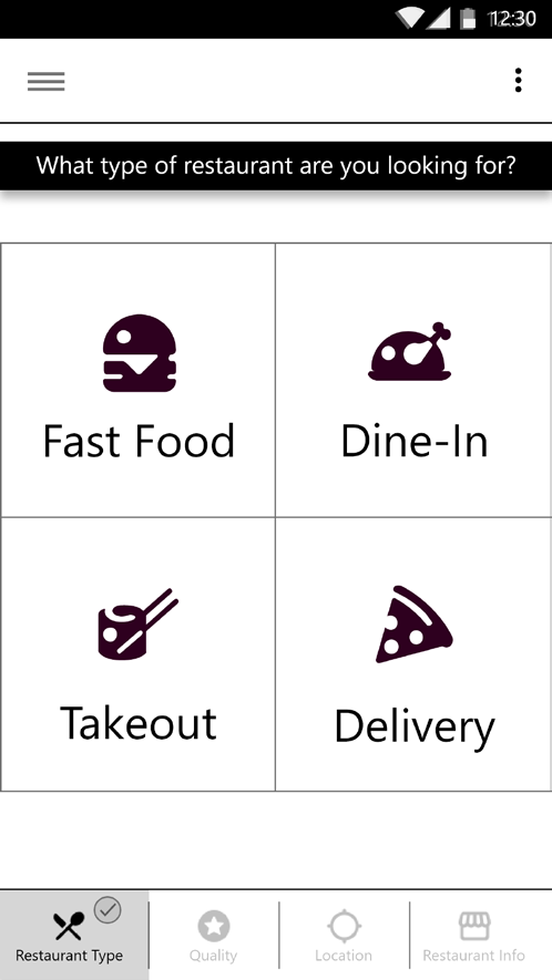 Wireframe: User Restaurant Selection