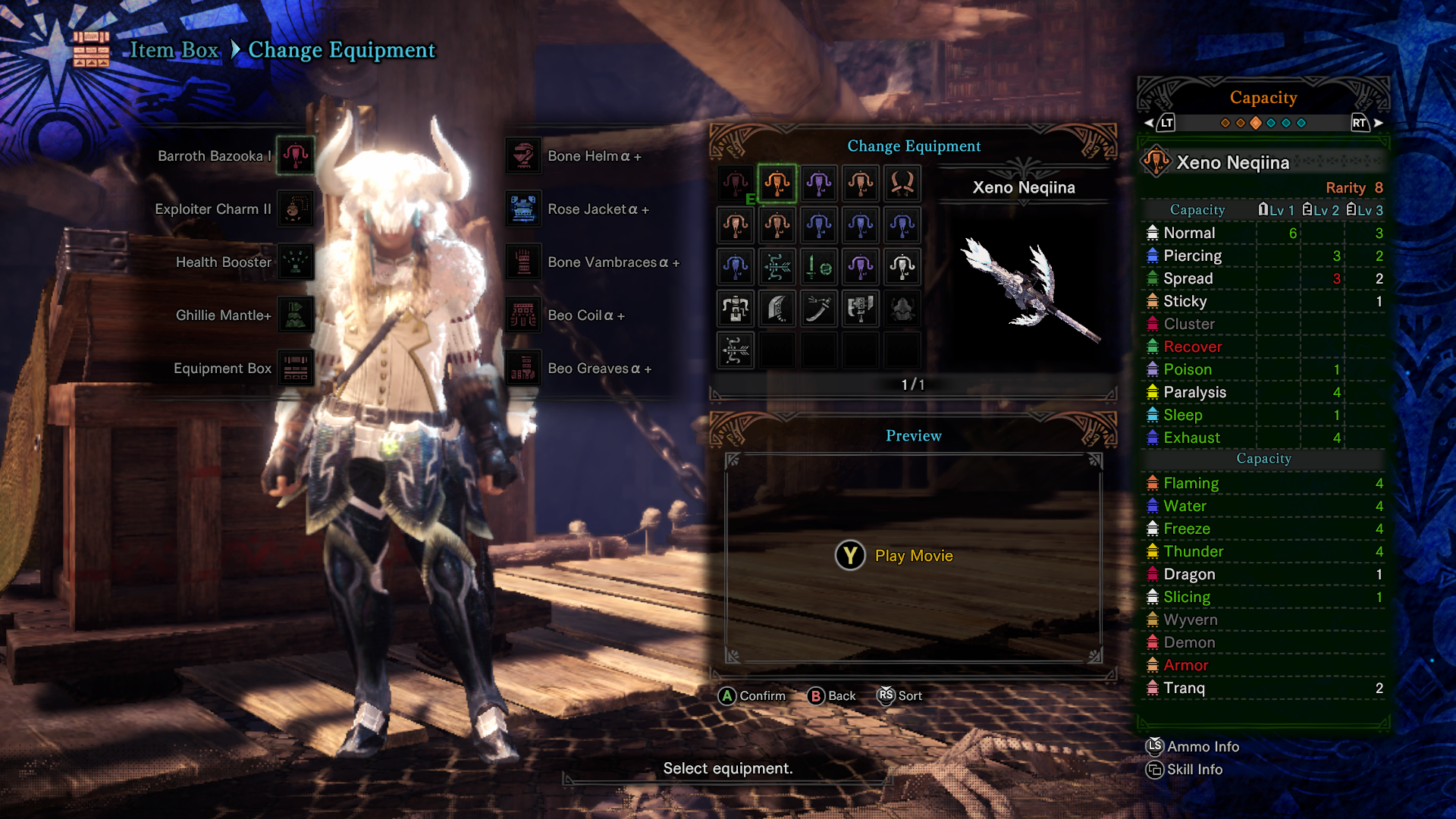 Monster Hunter: World - Change Primary Equipment + Capacity