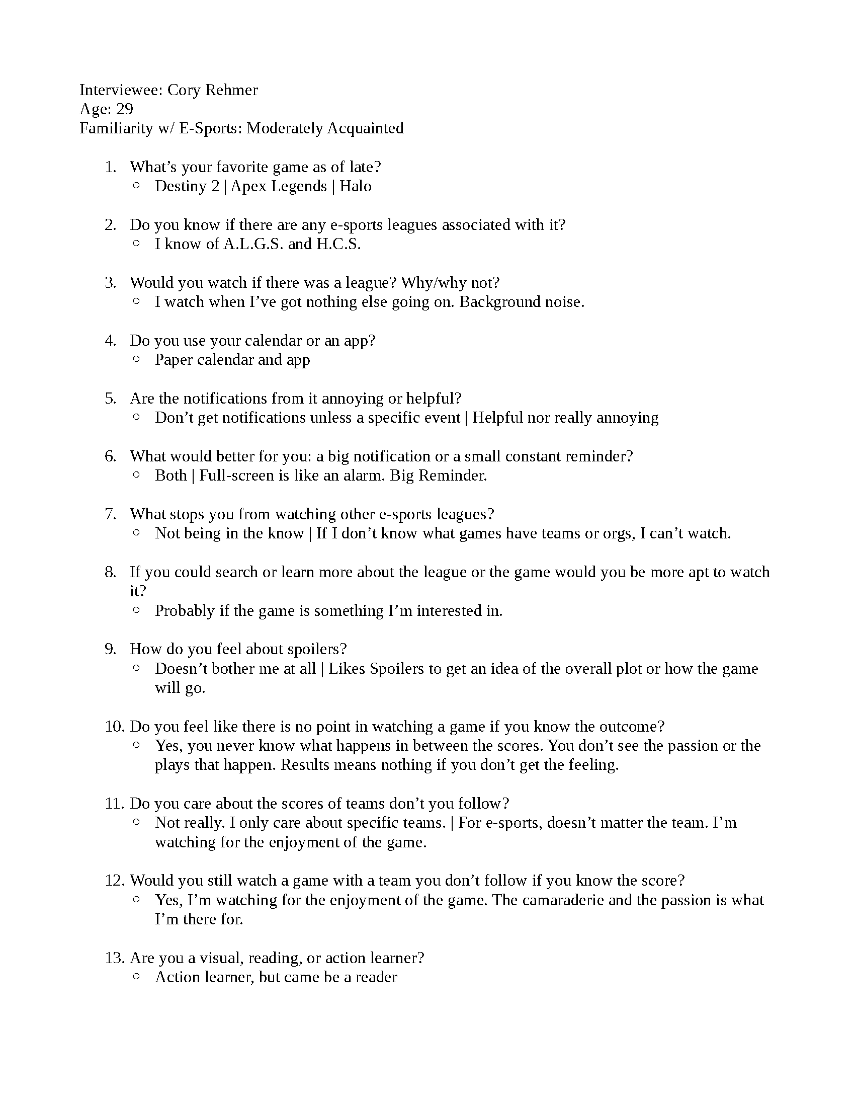 Interview: Cory R. - Page 1