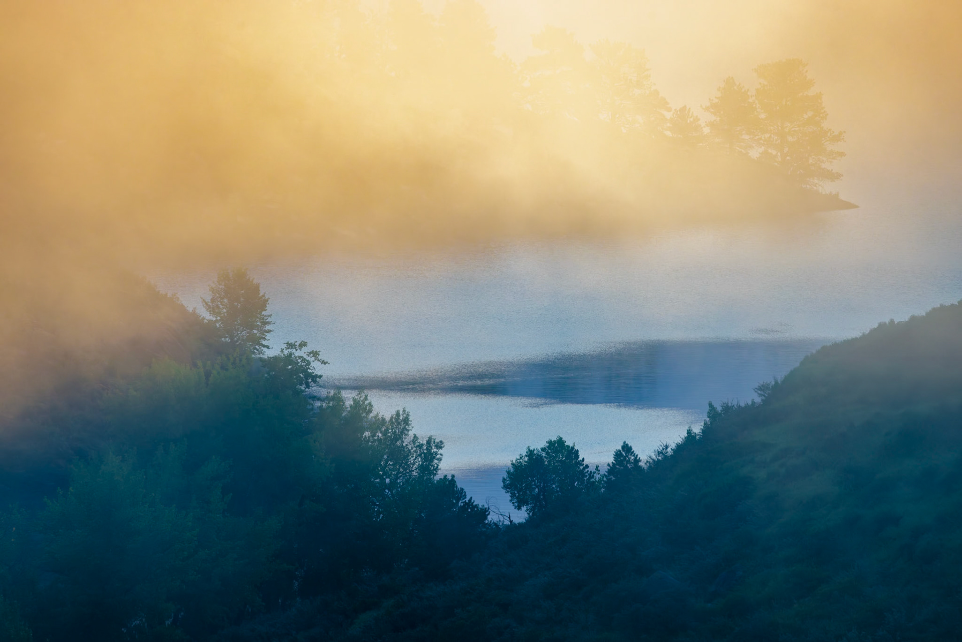 "Foggy Sunrise" (Horsetooth Reservoir, Larimer County, CO)