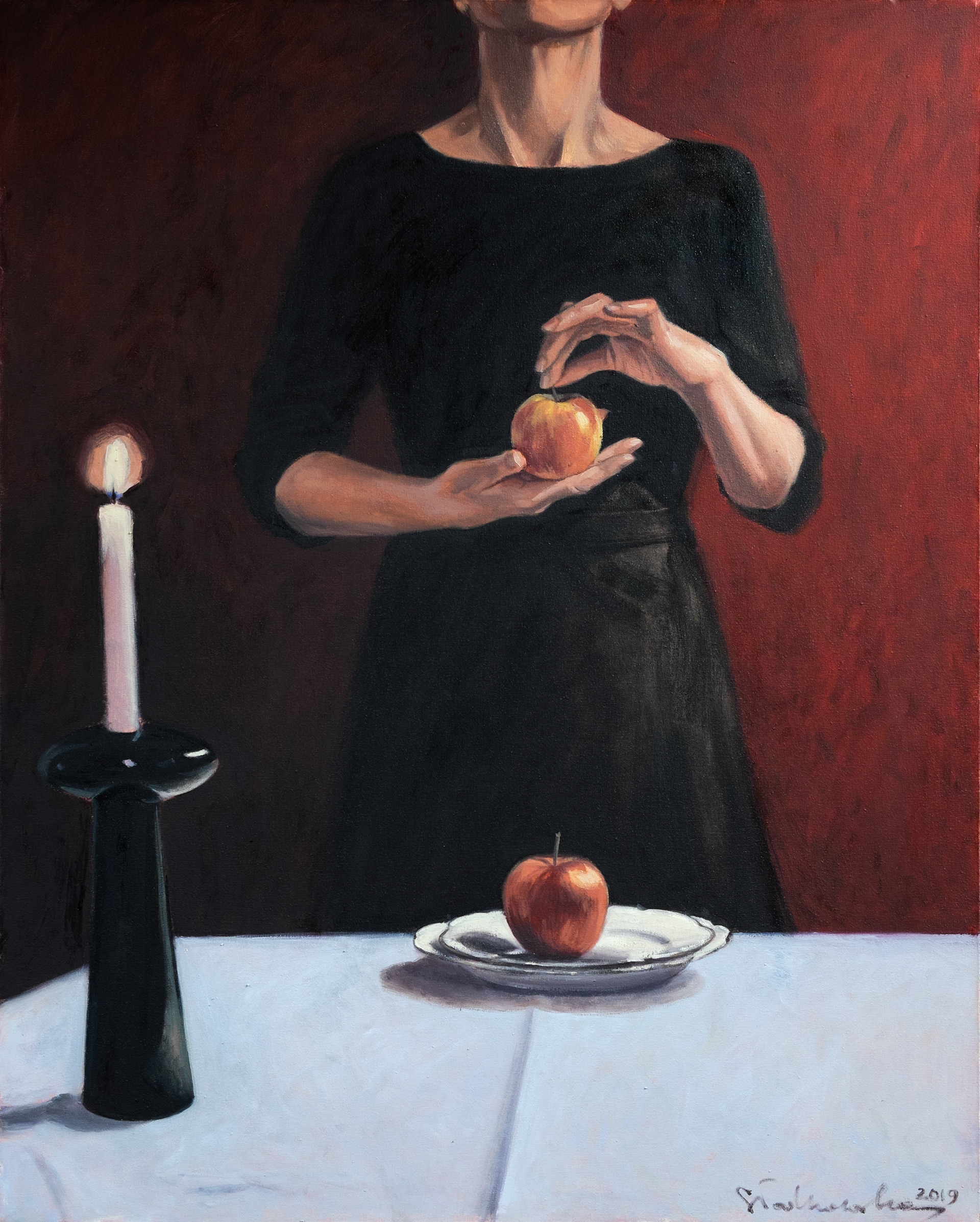 Kolację podano – obraz olejny na płótnie 65 x 81 cm